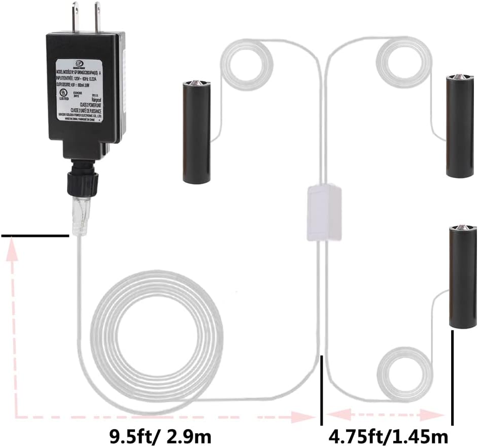 LR6 AA Battery Eliminator, AC to DC 3V 4.5V Power Supply Adapter,3 Connectors, Replace 2 or 3pcs 1.5V AA Battery,for Decorations LED Light,Indoor and Outdoor